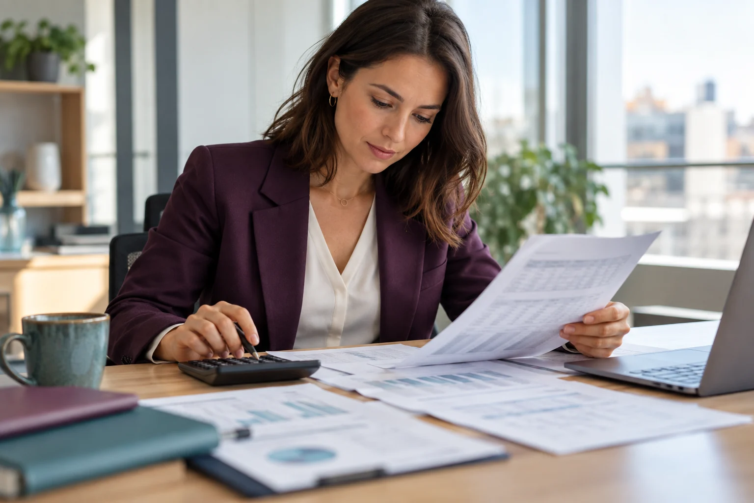 Accountant reviewing financial documents