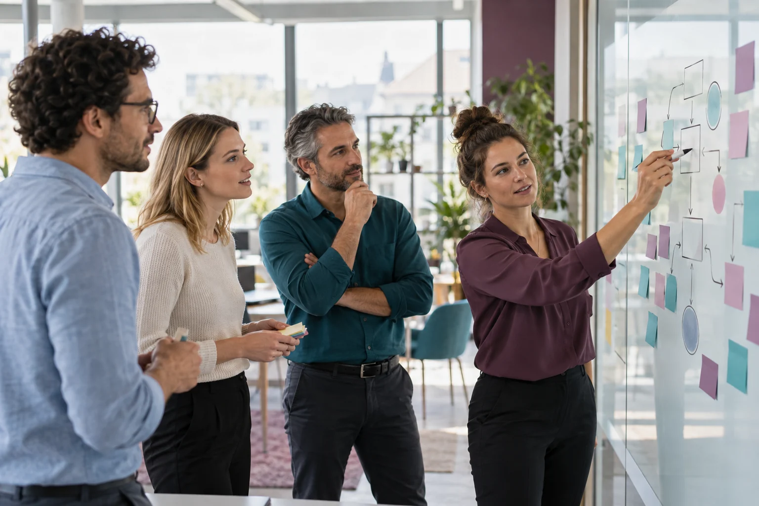 Business team mapping a digital transformation workflow