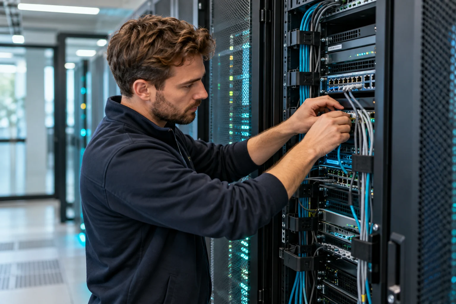 IT specialist maintaining business network infrastructure